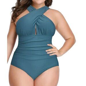 YOU DI AN Women's Swimsuits Plus Size Tummy Control Full Lined Swimsuit - Size 3